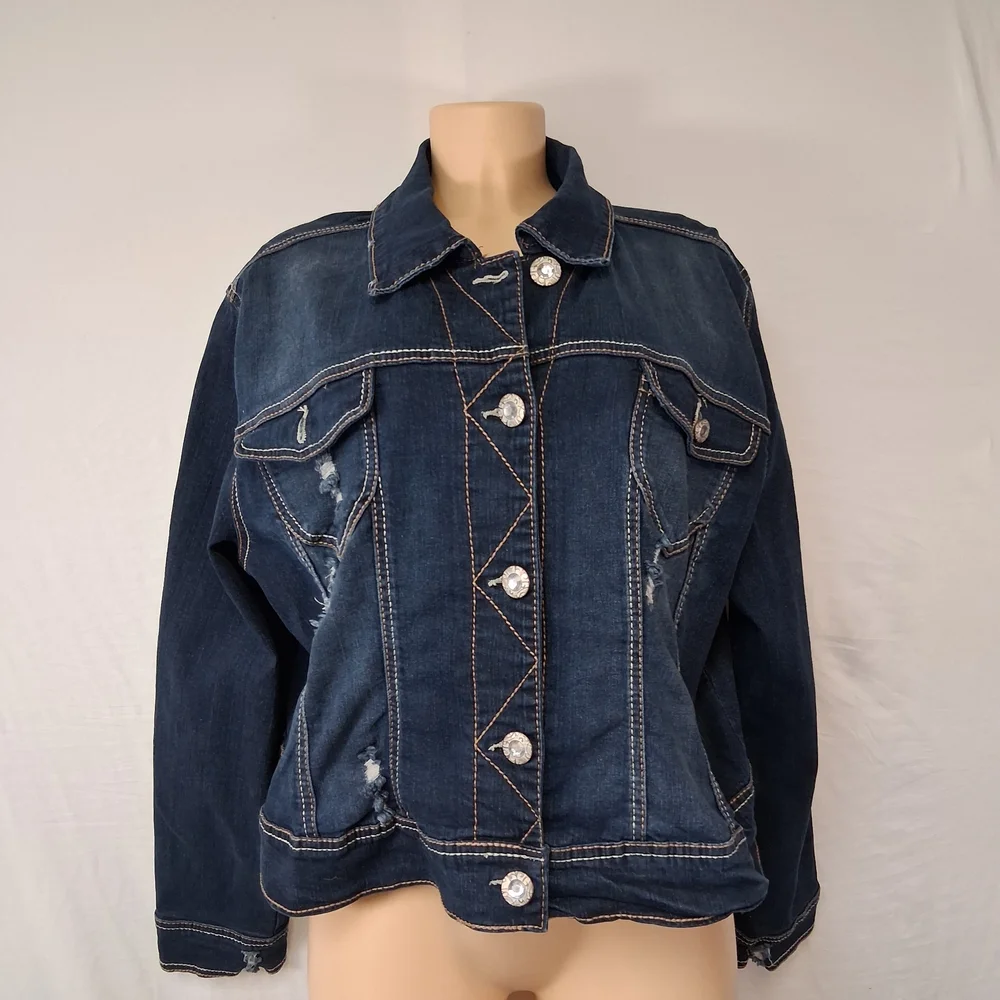 Amethyst Jeans Dark Blue Denim Jacket Size 2X - Picture 1 of 16